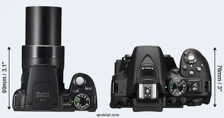 Compare SX510 versus D5300 top