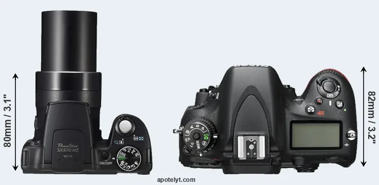 Compare SX510 versus D600 top
