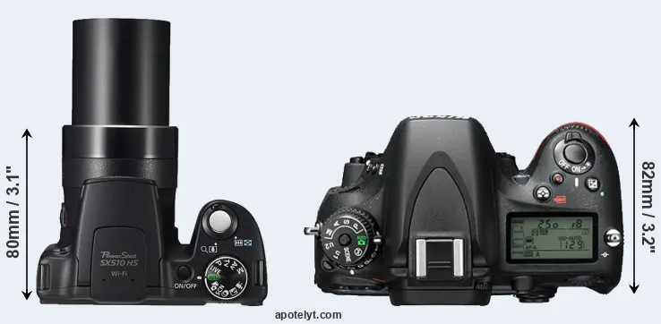 Compare SX510 versus D610 top