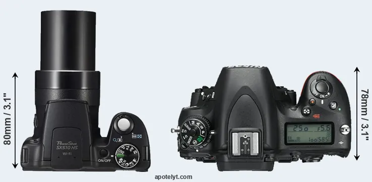 Compare SX510 versus D750 top