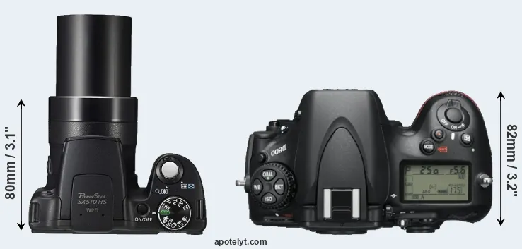 Compare SX510 versus D800 top