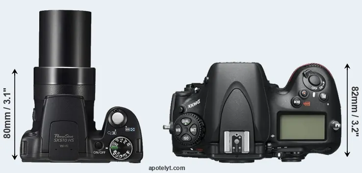 Compare SX510 versus D800E top