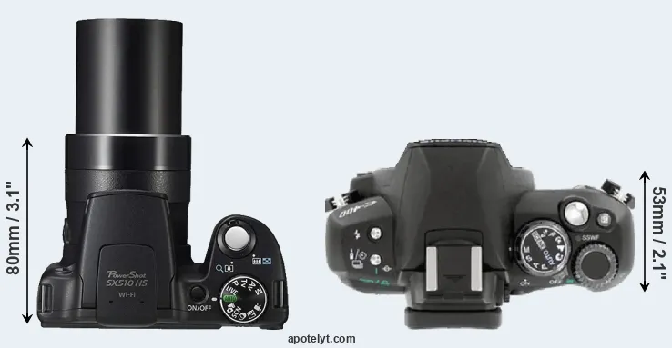 Compare SX510 versus E-400 top