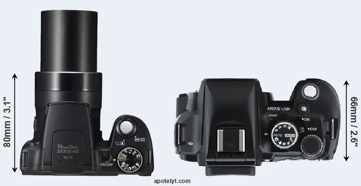 Compare SX510 versus E-500 top