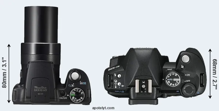 Compare SX510 versus E-520 top