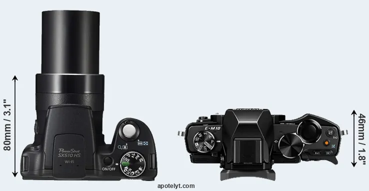 Compare SX510 versus E-M10 top