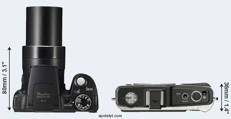 Compare SX510 versus E-P2 top