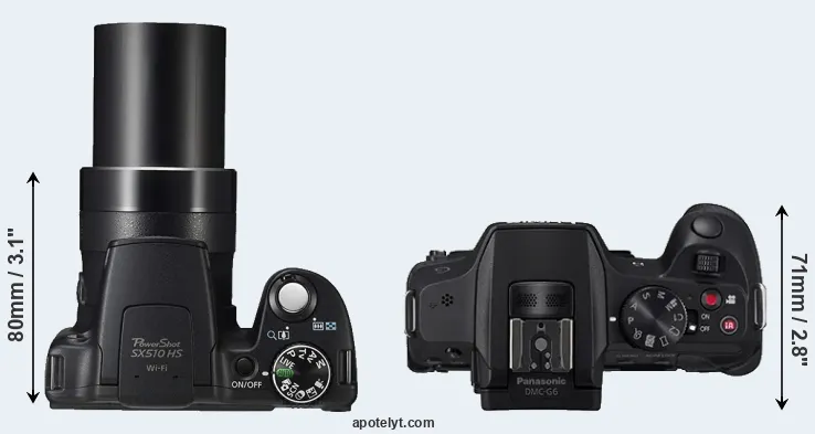 Compare SX510 versus G6 top