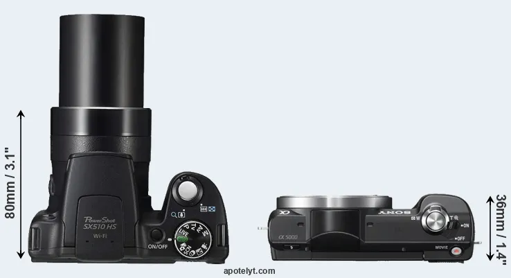 Compare SX510 versus A5000 top