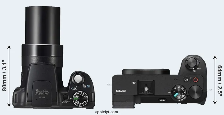 Compare SX510 versus A6700 top