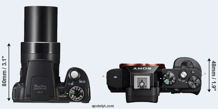 Compare SX510 versus A7 top