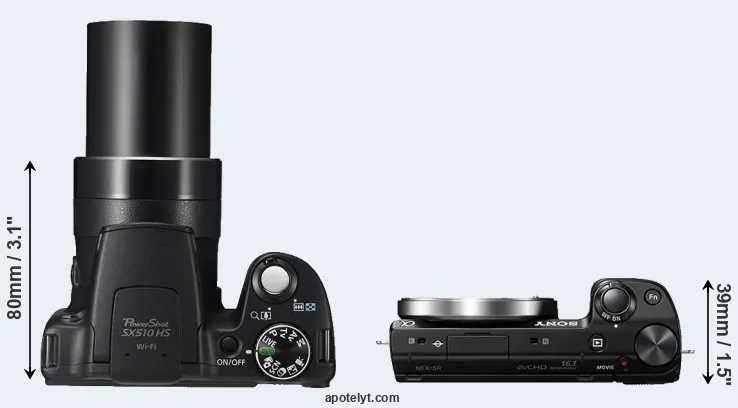Compare SX510 versus NEX-5R top