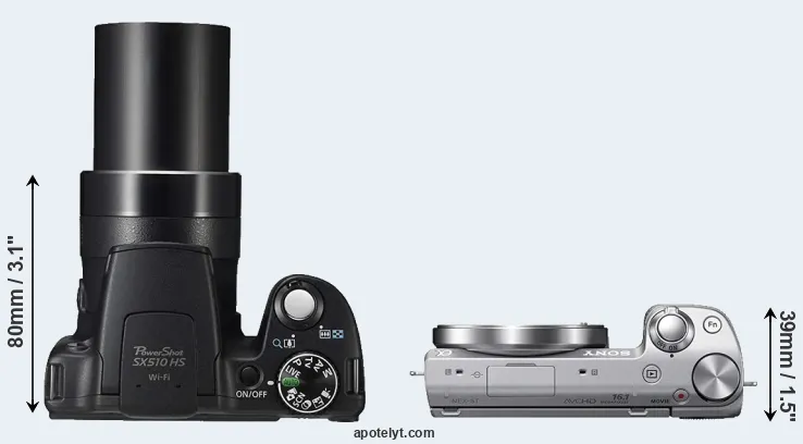 Compare SX510 versus NEX-5T top
