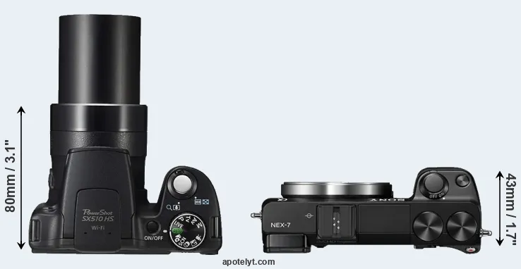 Compare SX510 versus NEX-7 top