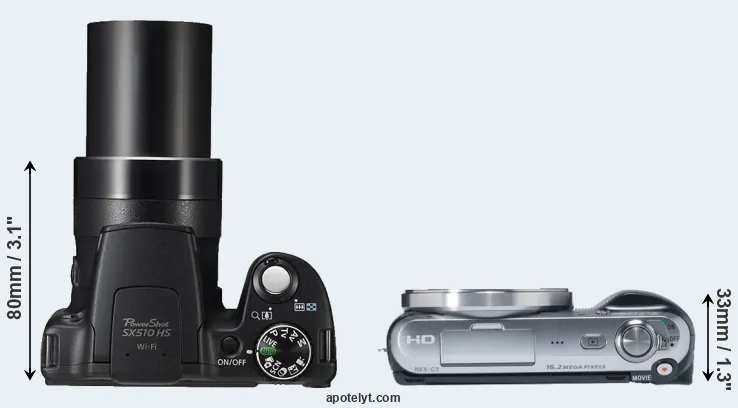 Compare SX510 versus NEX-C3 top