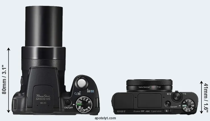 Compare SX510 versus RX100 V top