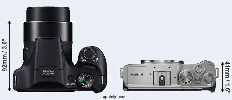 Compare SX520 versus X-A7 top