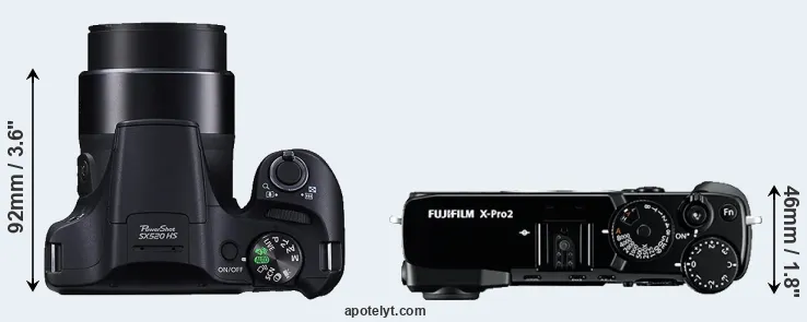 Compare SX520 versus X-Pro2 top