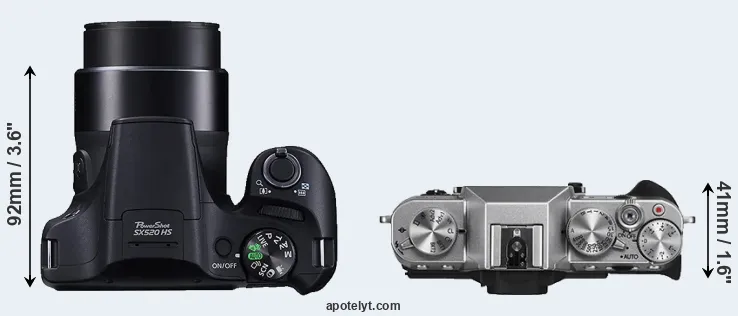 Compare SX520 versus X-T10 top