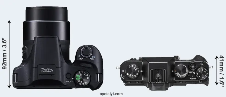 Compare SX520 versus X-T20 top