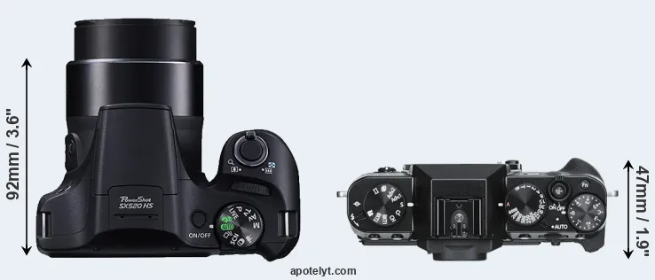 Compare SX520 versus X-T30 top
