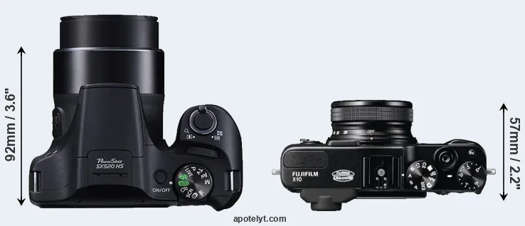 Compare SX520 versus X10 top