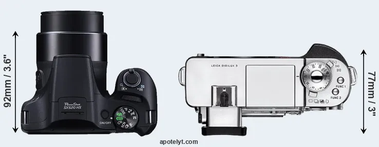 Compare SX520 versus Digilux 3 top