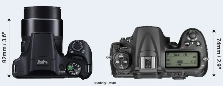 Compare SX520 versus D300 top