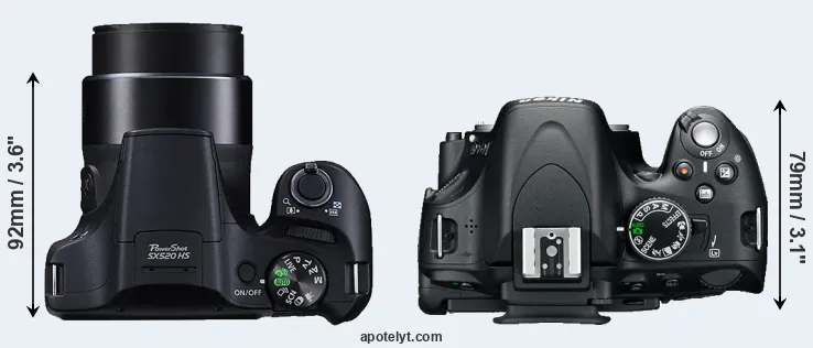 Compare SX520 versus D5100 top