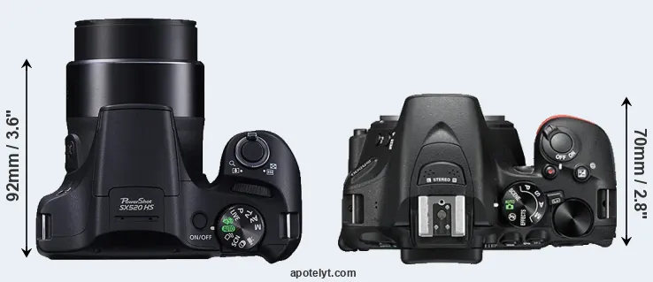 Compare SX520 versus D5500 top