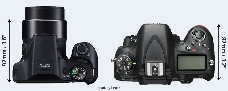 Compare SX520 versus D600 top