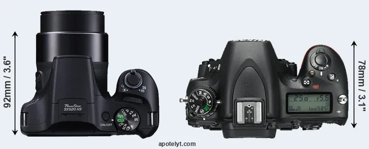 Compare SX520 versus D750 top