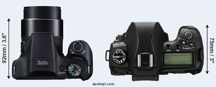Compare SX520 versus E-30 top