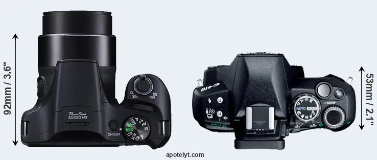 Compare SX520 versus E-410 top