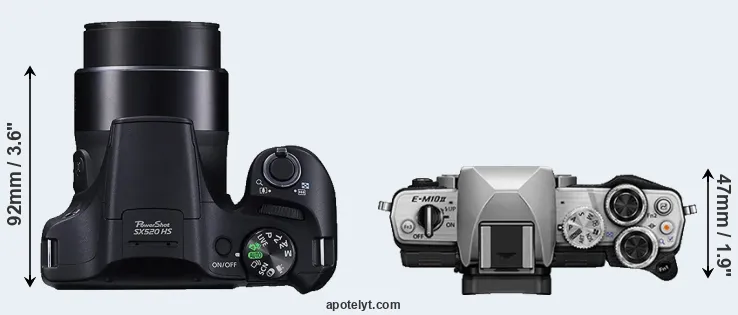 Compare SX520 versus E-M10 II top