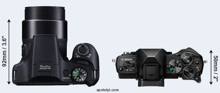 Compare SX520 versus E-M10 III top