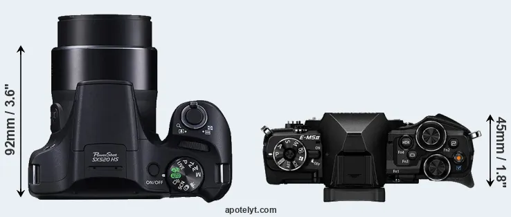Compare SX520 versus E-M5 II top