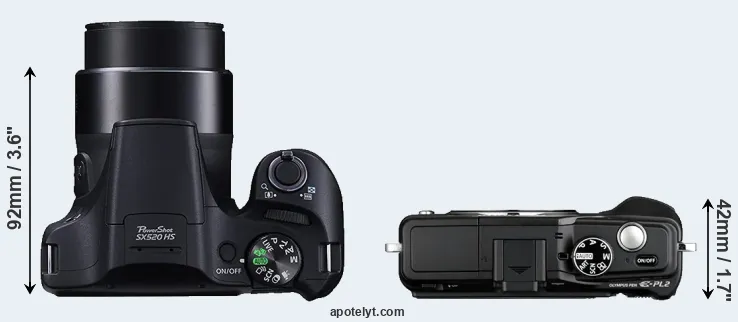 Compare SX520 versus E-PL2 top