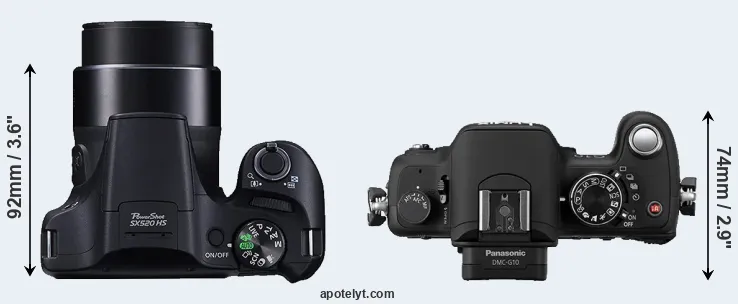 Compare SX520 versus G10 top