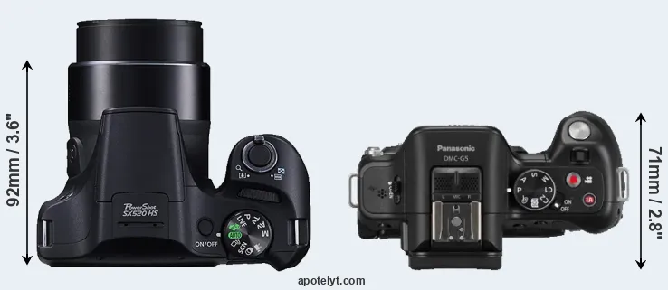 Compare SX520 versus G5 top