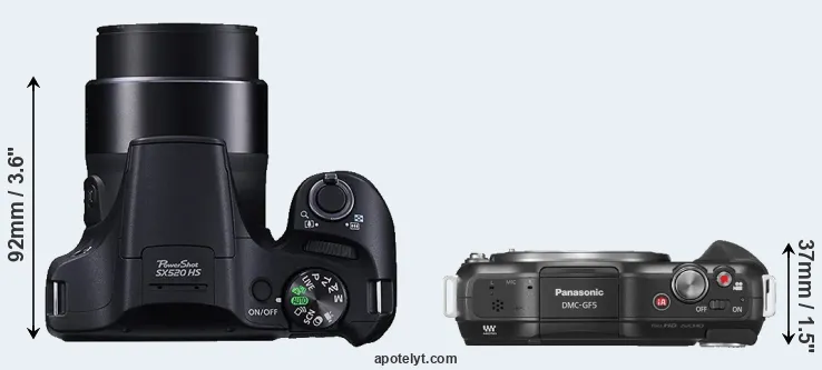 Compare SX520 versus GF5 top