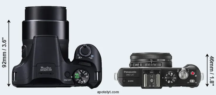 Compare SX520 versus LX7 top