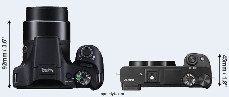 Compare SX520 versus A6000 top