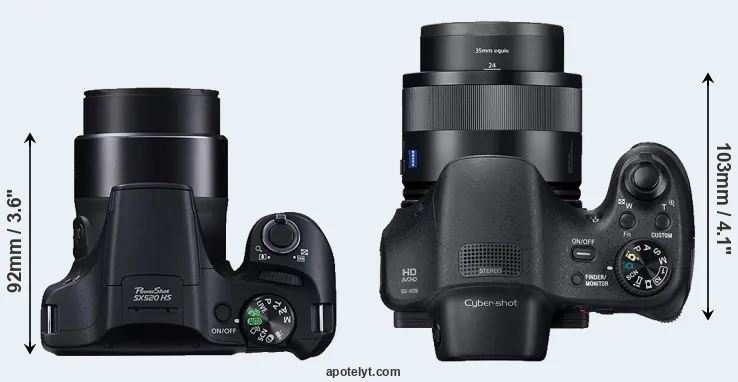 Compare SX520 versus HX350 top