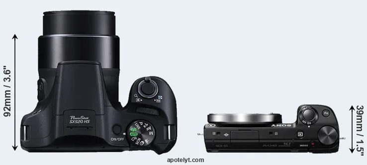 Compare SX520 versus NEX-5R top