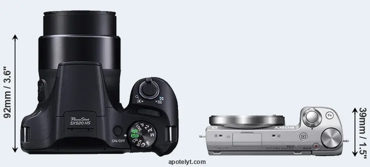 Compare SX520 versus NEX-5T top
