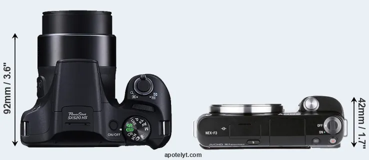 Compare SX520 versus NEX-F3 top