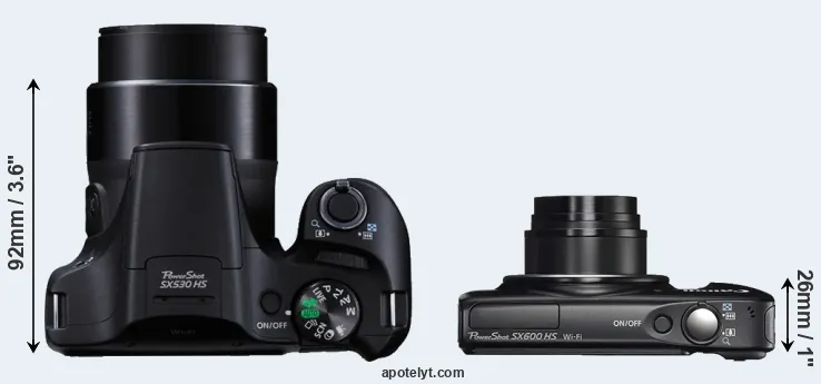 Compare SX530 versus SX600 top