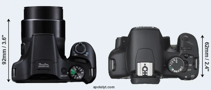 Compare SX530 versus XSi top