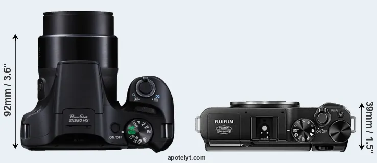 Compare SX530 versus X-A1 top